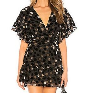 SAYLOR black velvet polka dot dress